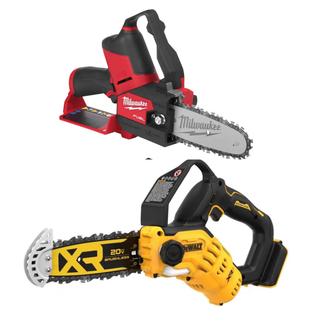 Dewalt and Milwaukee mini chainsaws 