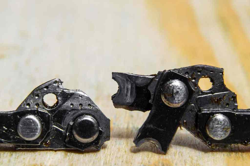 Broken chainsaw chain