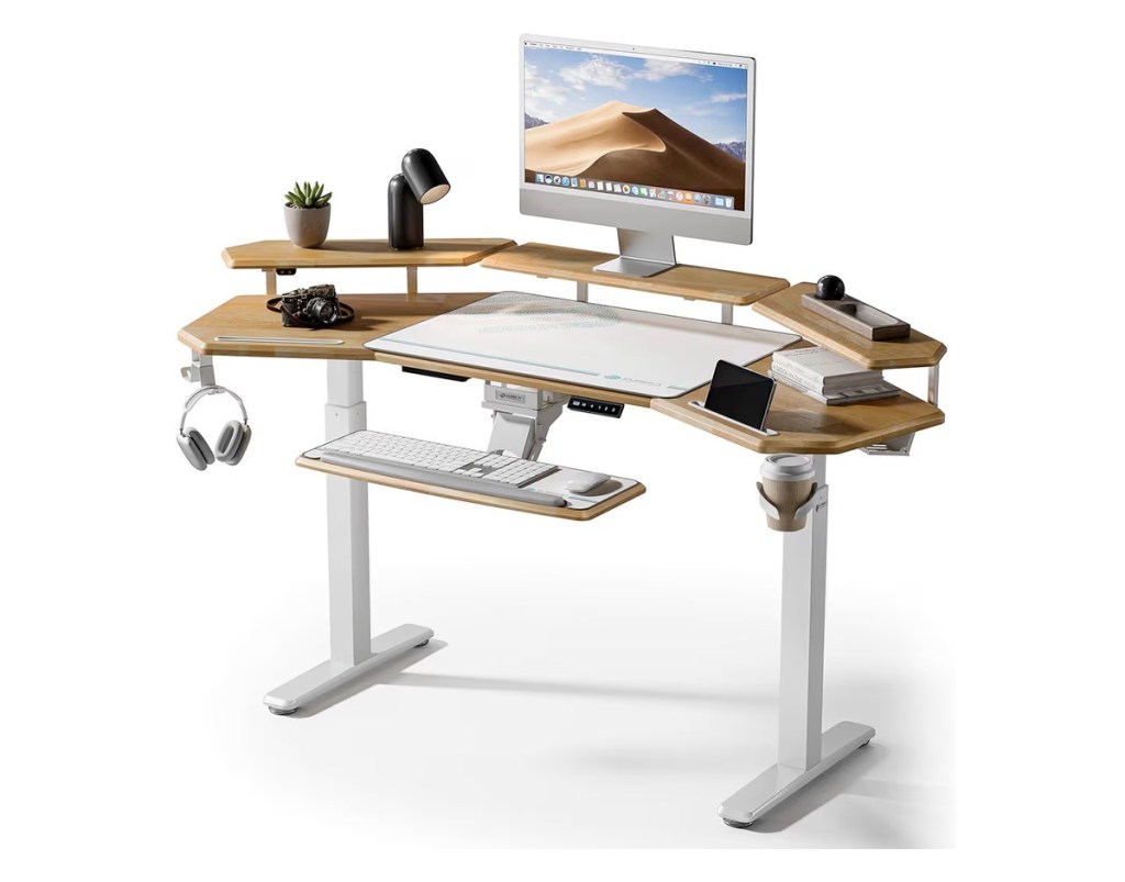 Eureka Gaming Standing Desk — Best Sit-Stand Gaming Desk Light rubberwood