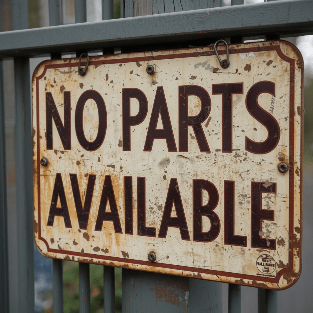 No parts available sign