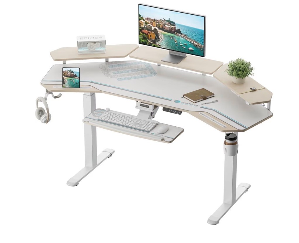 Eureka Gaming Standing Desk — Best Sit-Stand Gaming Desk white